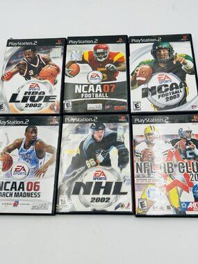 Lot of 6 PlayStation 2 Sports Games NFL NHL NCAA NBA Football Basketball Hockey